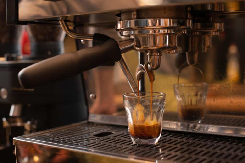 Making espresso with a machine