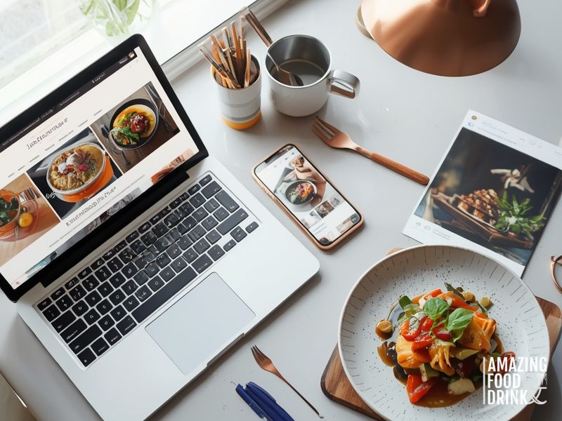 Successful food blog setup with professional website, growing social media, and brand partnerships showing monetisation potential