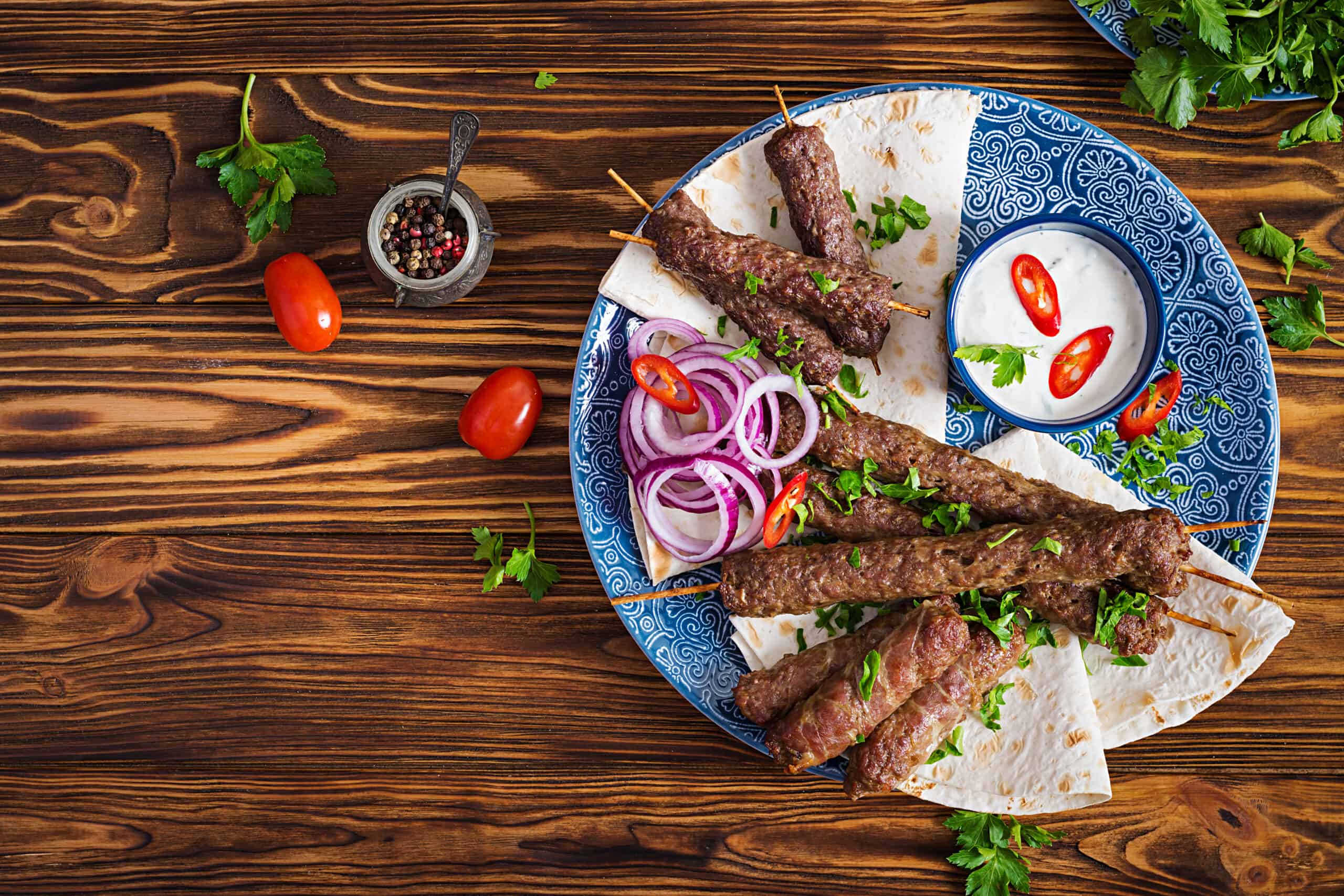 Turkish and Arabic Traditional Ramadan mix kebab plate.