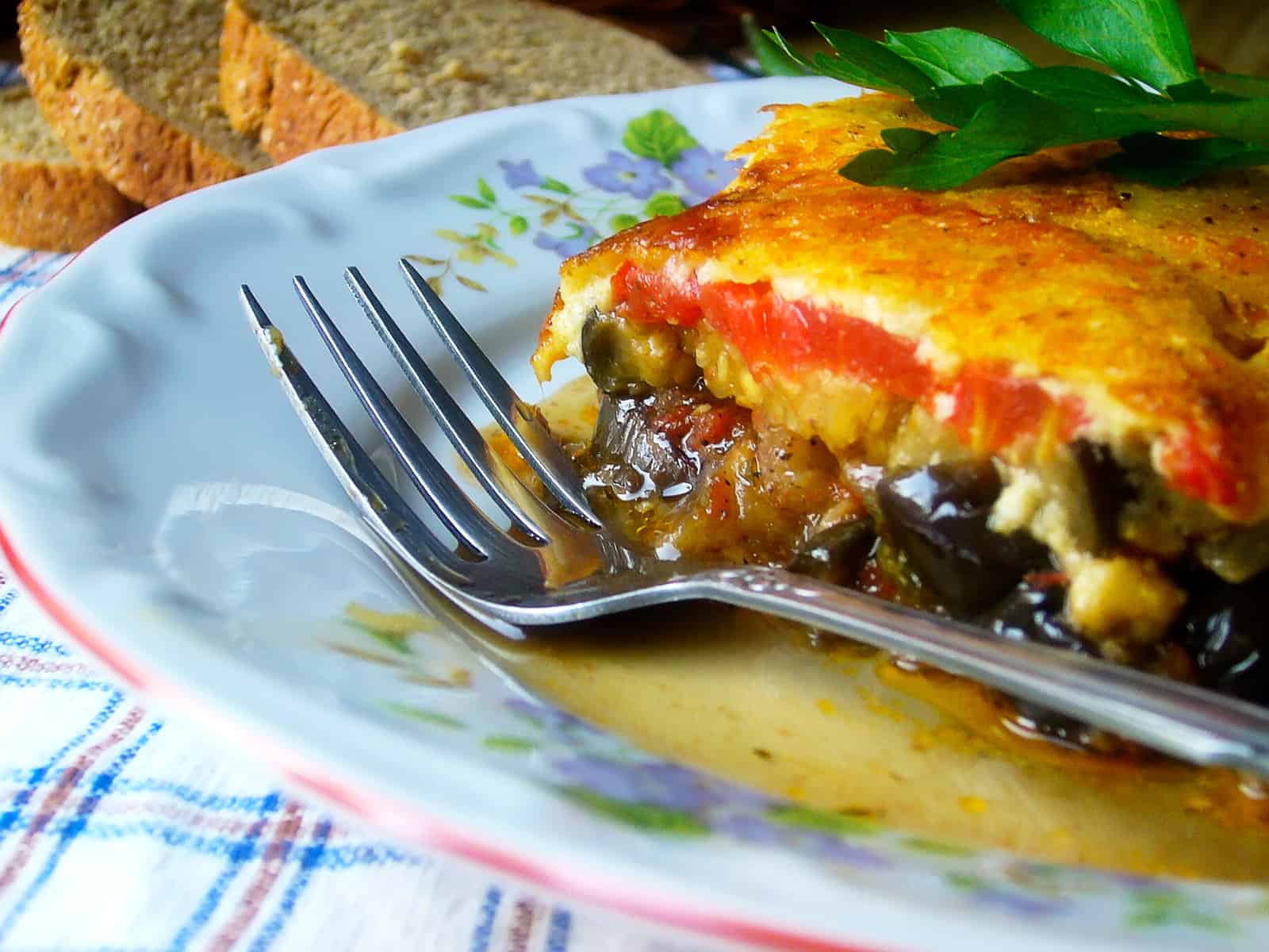 Moussaka is traditionally made with fried eggplant and salsa
