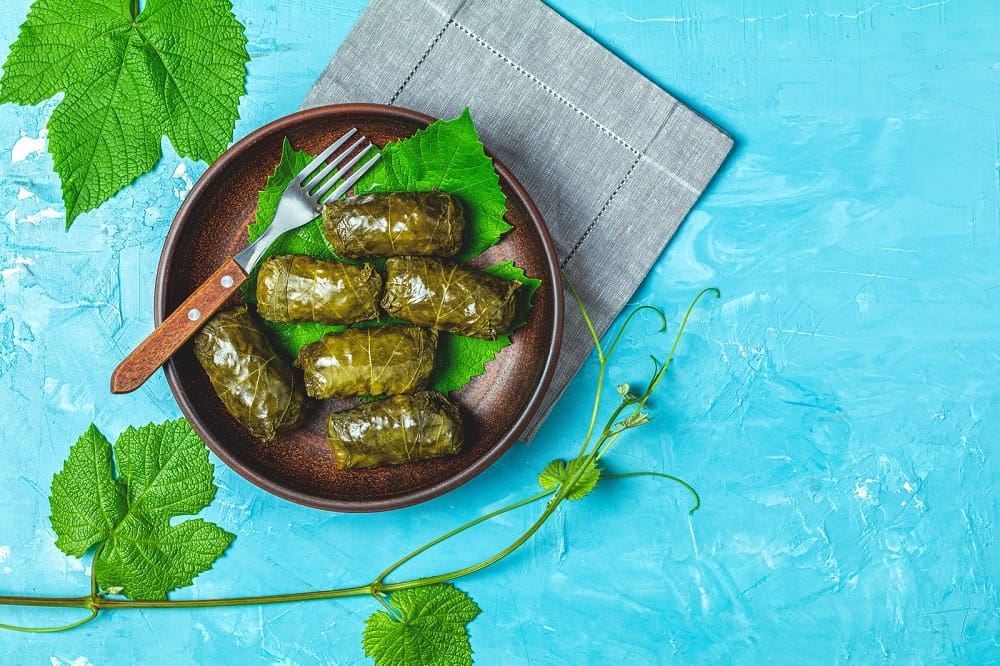 Stuffed grape or vine leaves is one of the most popular Egyptian Vegetarian Dishes