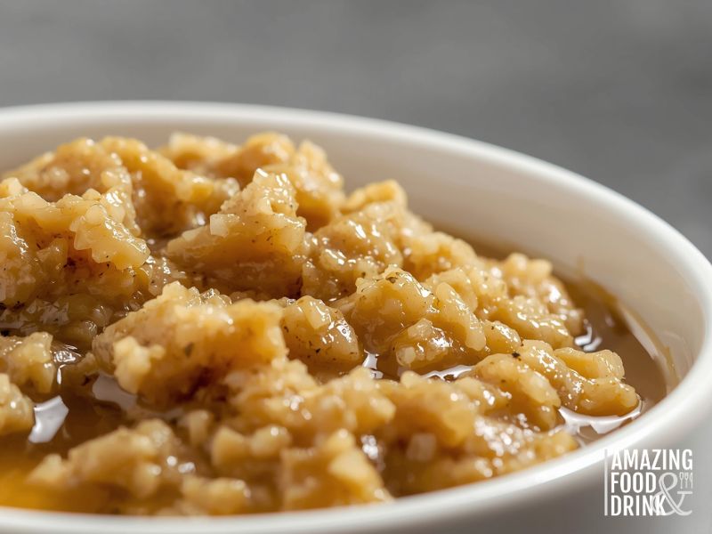 A bowl of broken grainy cheese sauce with oil separation