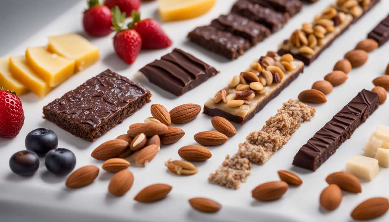 An assortment of milk-free snacks, nuts, and fruit bars displayed beautifully.