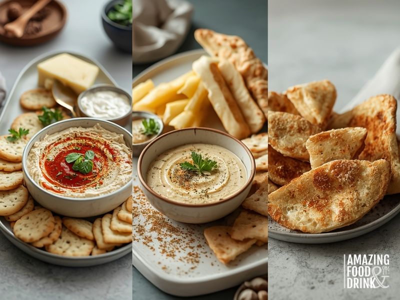 Three cultural serving styles for onion dip showing British, French, and Middle Eastern presentations