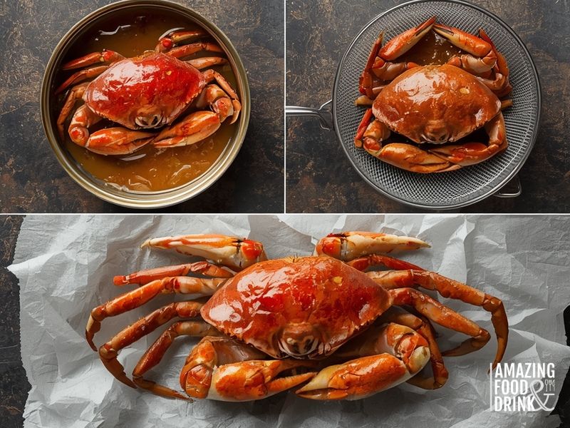 Proper drainage technique for tinned crab meat used in oven-baked crab cakes