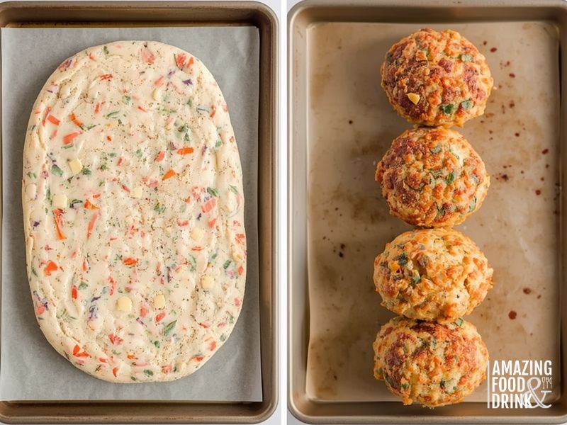 Comparison showing why chilling matters for oven-baked crab cakes structure and shape retention