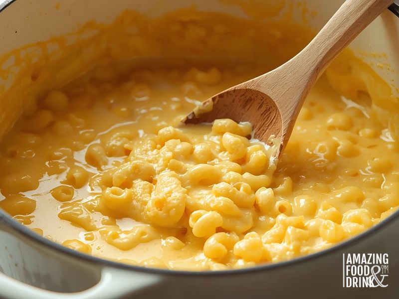 Grainy split cheese sauce showing common mac and cheese cooking mistake