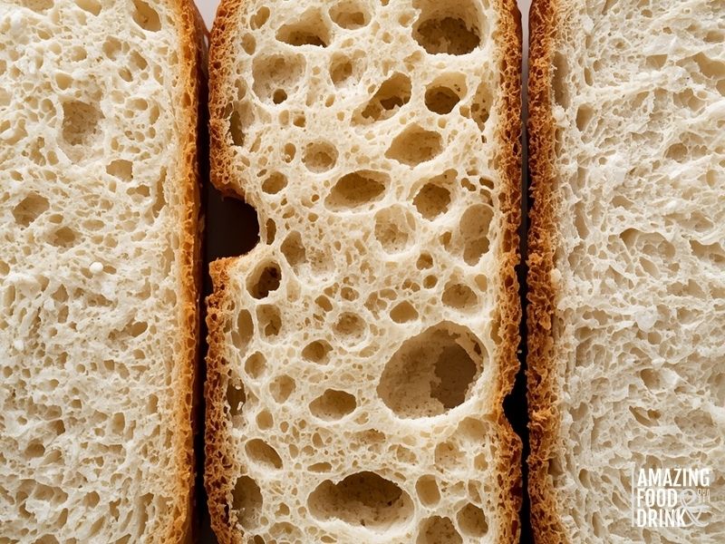 Comparison of bread types for egg toast bread showing Shokupan milk bread, sourdough, and white sandwich bread crumb structures