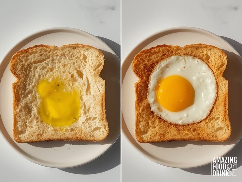 Common egg toast bread mistakes versus correct results showing soggy versus crispy texture