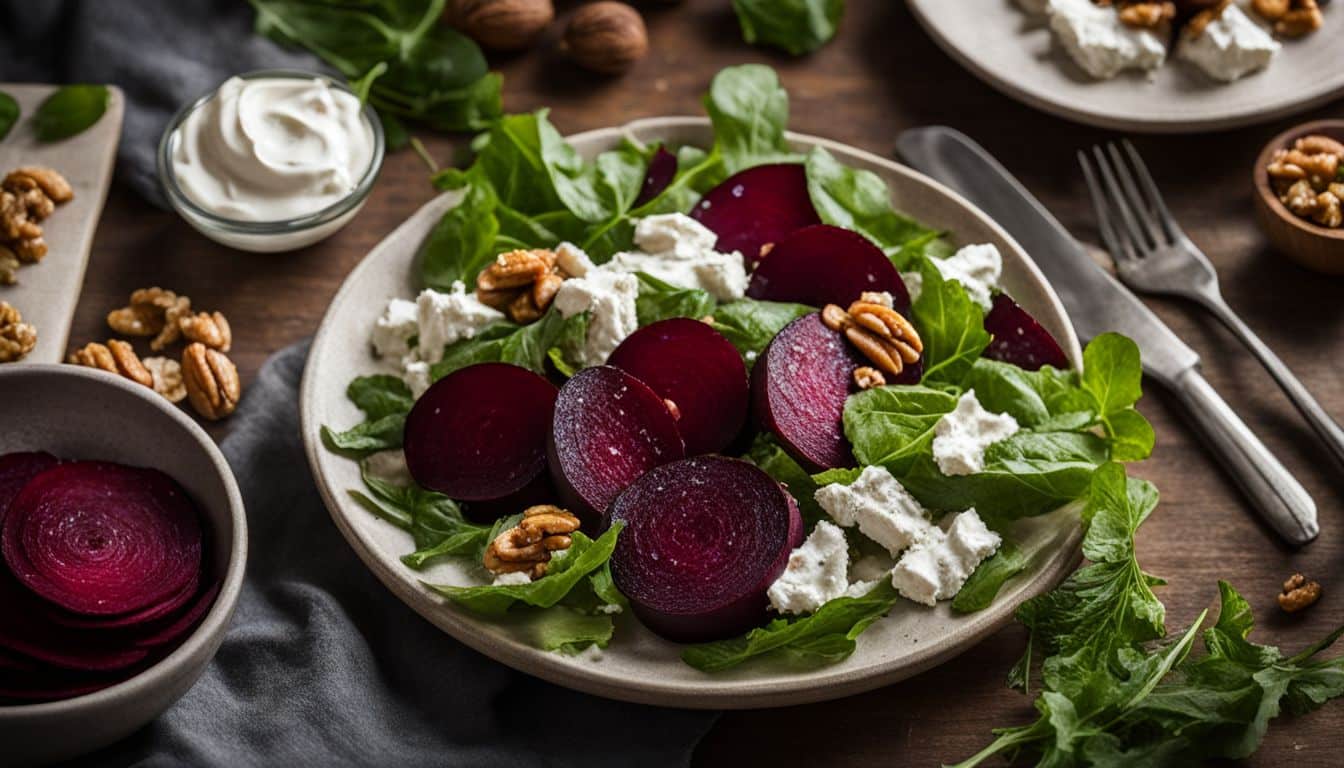Roasted Beet Salad with Goat Cheese and Walnuts