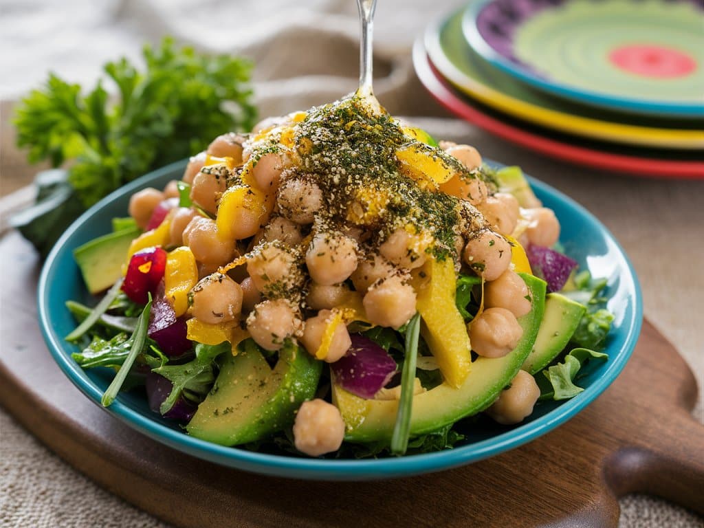 Chickpea and Avocado Salad with Lemon Za'atar Dressing Amazing Food