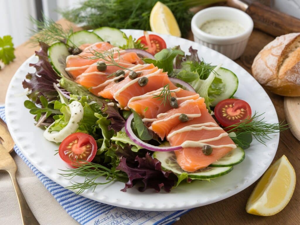 Smoked Salmon Salad with Creamy Dill Dressing