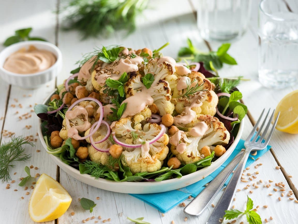 Roasted Cauliflower Salad with Tahini Sauce