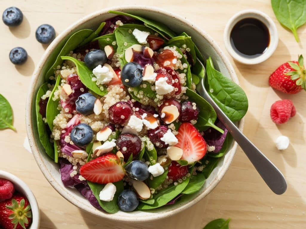 Spinach and Quinoa Salad with Berries