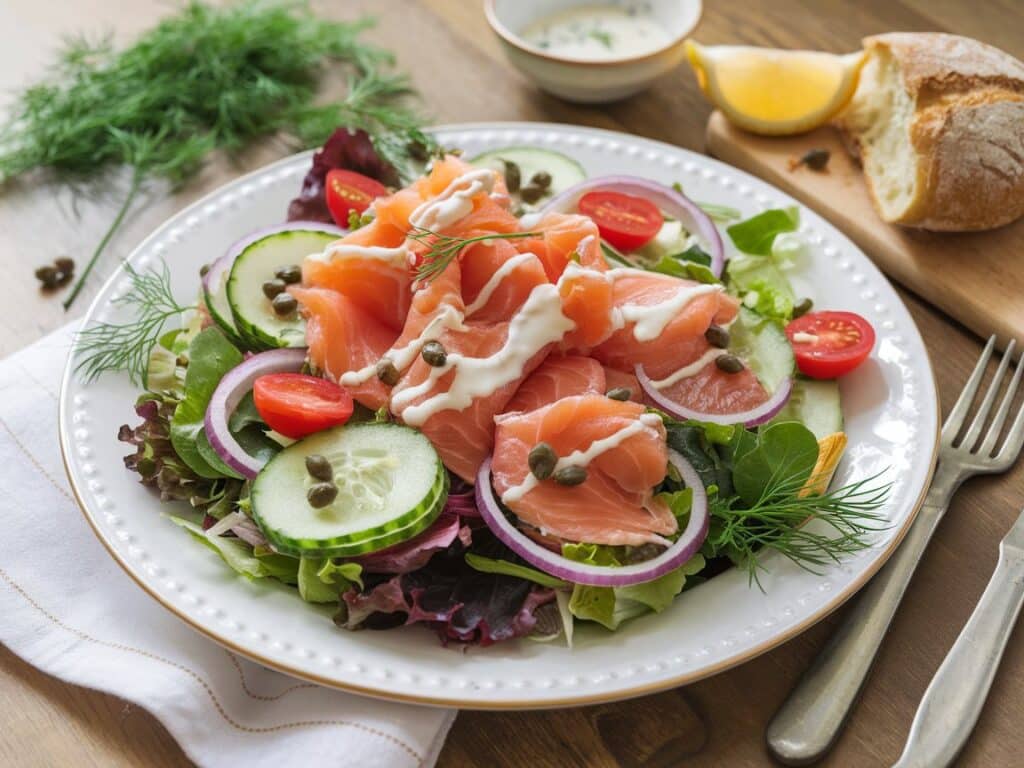 Smoked Salmon Salad with Creamy Dill Dressing