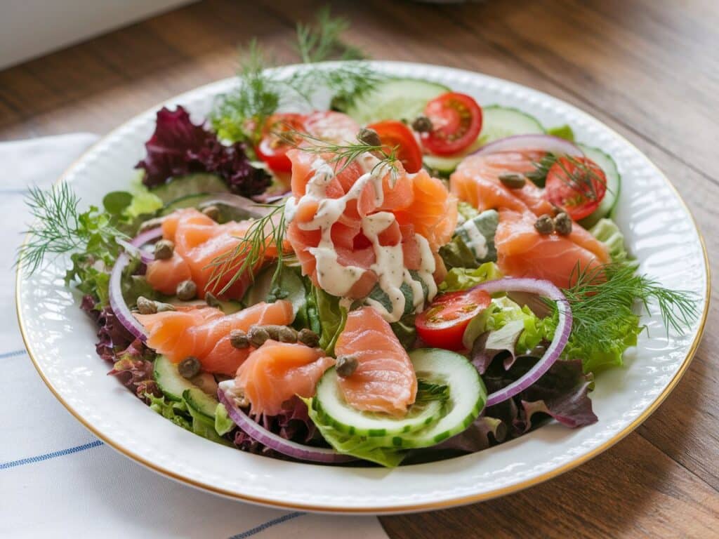 Smoked Salmon Salad with Creamy Dill Dressing