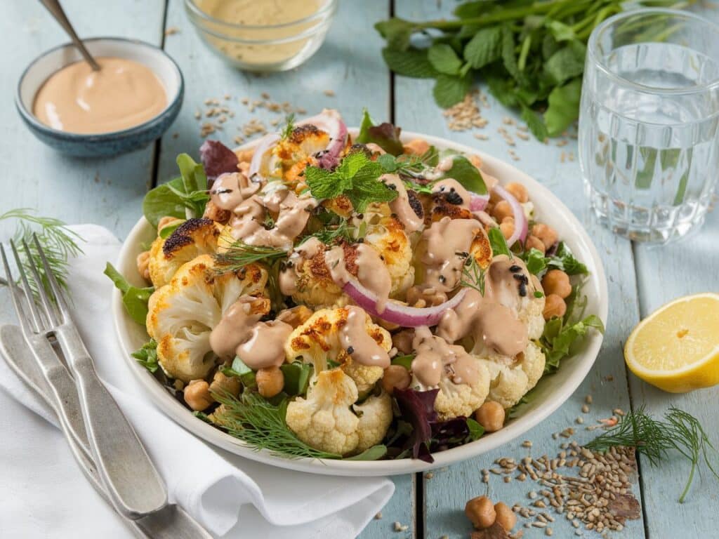 Roasted Cauliflower Salad with Tahini Sauce