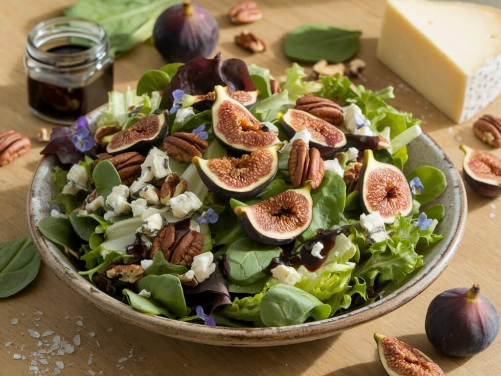 Mixed Greens Salad with Figs and Balsamic Dressing