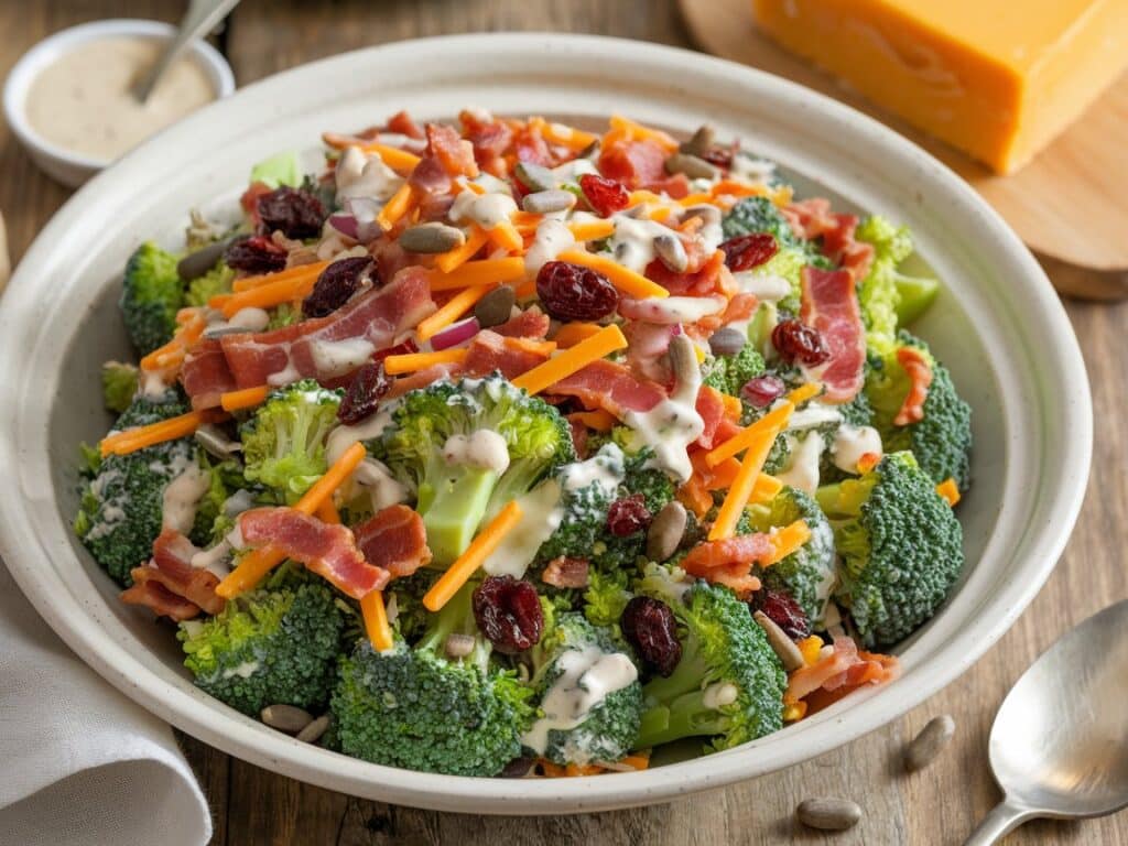 Broccoli and Bacon Salad with Cheddar Cheese