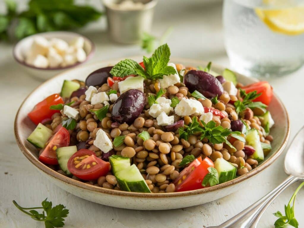 Mediterranean Lentil Salad with Olives and Feta