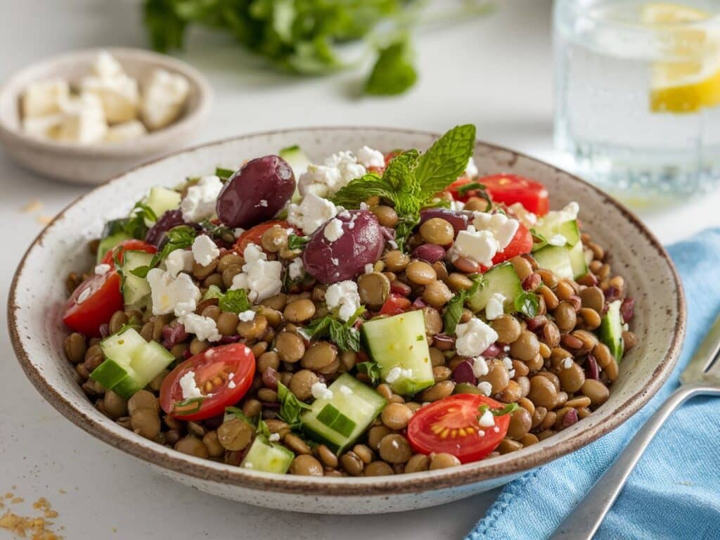 Mediterranean Lentil Salad with Olives and Feta