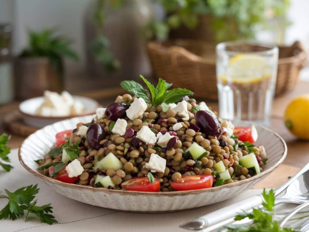 Mediterranean Lentil Salad with Olives and Feta