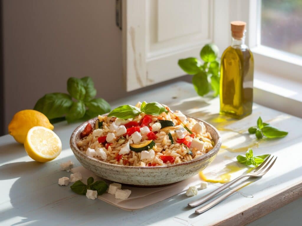 Orzo Pasta Salad with Feta and Sun-Dried Tomatoes