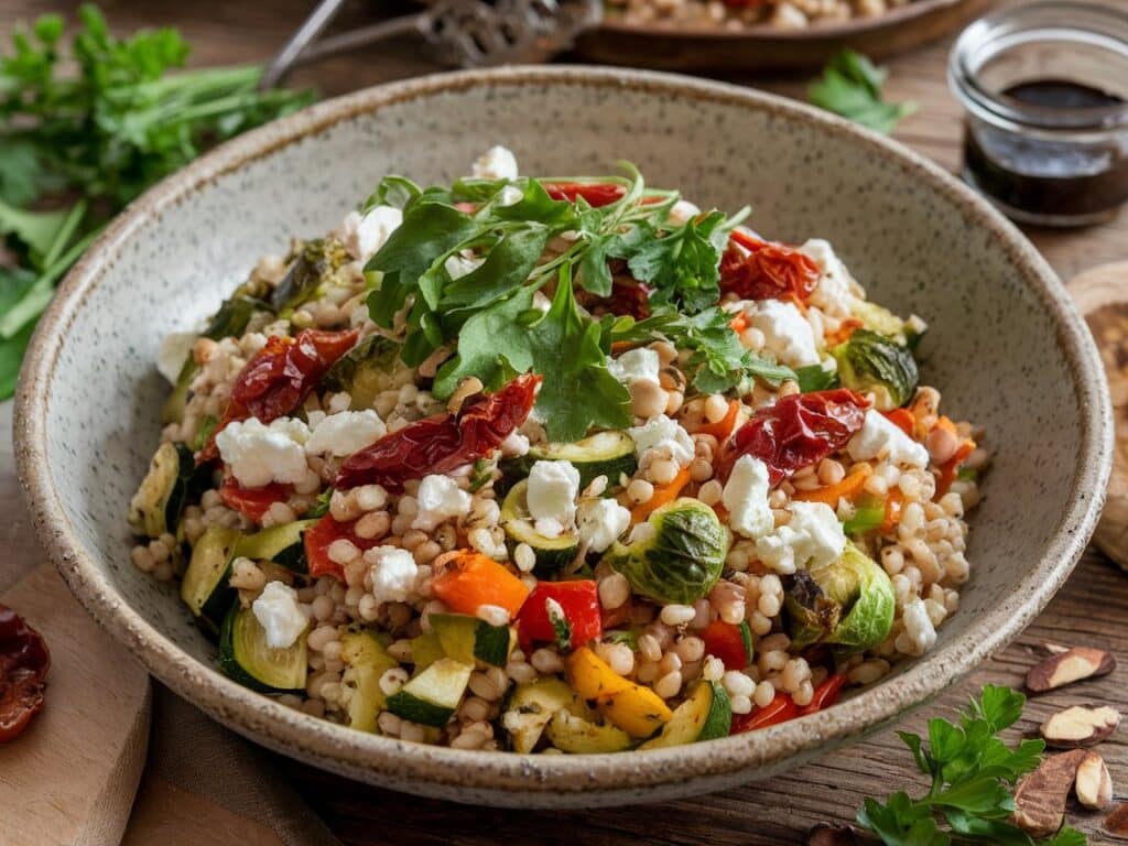 Barley Salad with Roasted Vegetables and Fresh Herbs