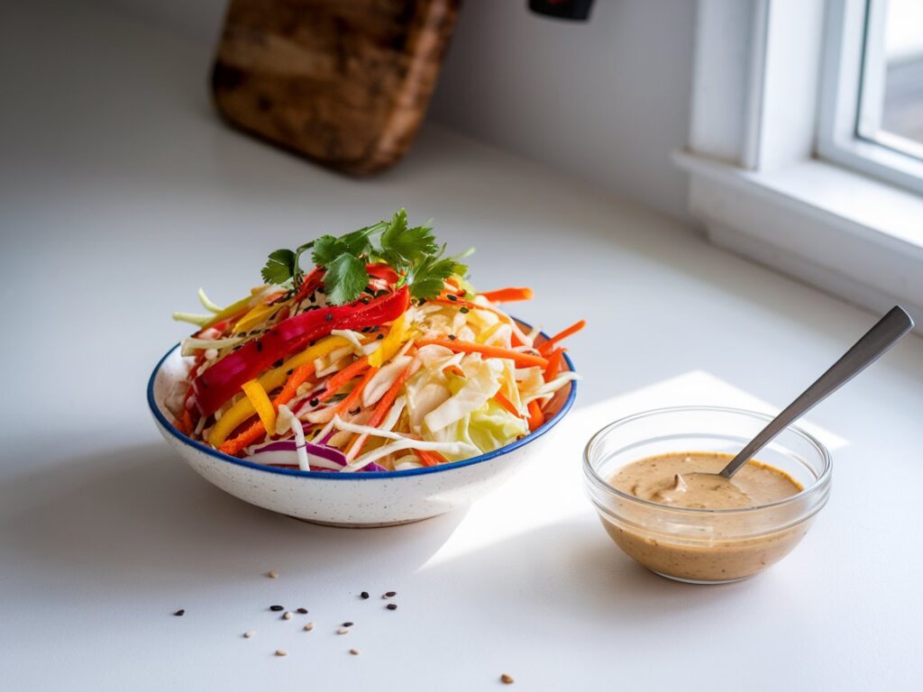 Asian Slaw with Ginger Peanut Dressing