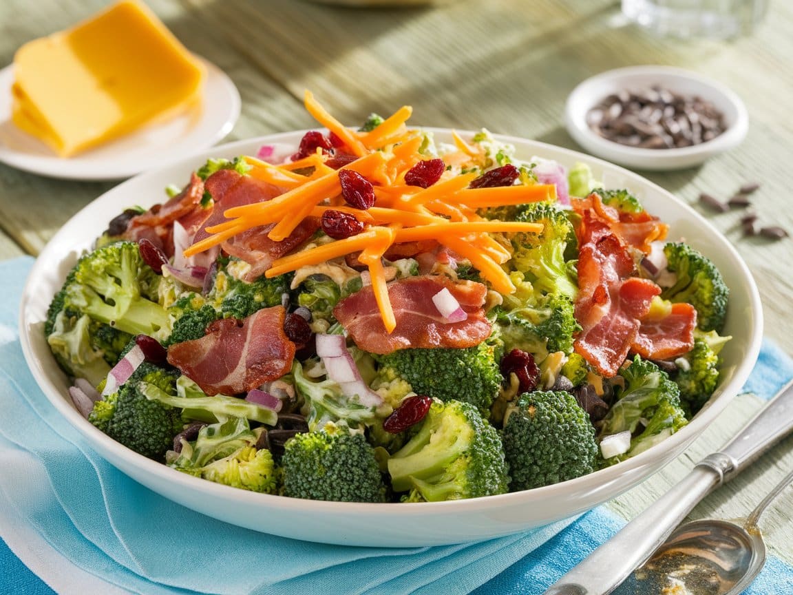 Broccoli and Bacon Salad with Cheddar Cheese