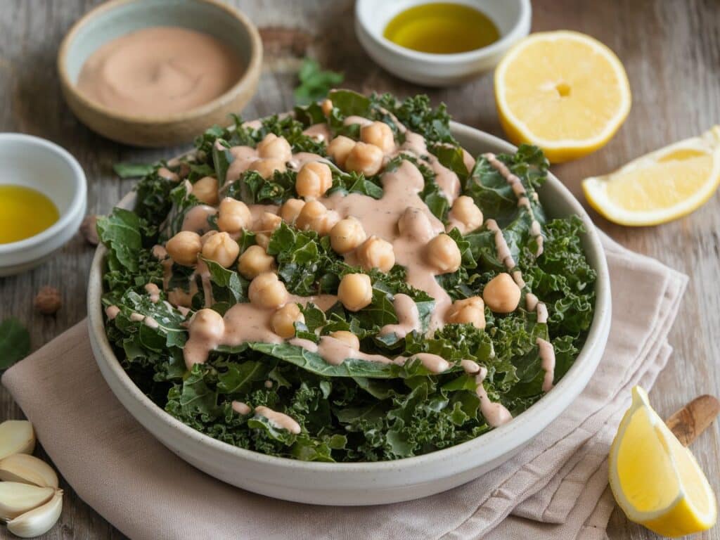 Detox Kale Salad with Lemon Tahini Dressing