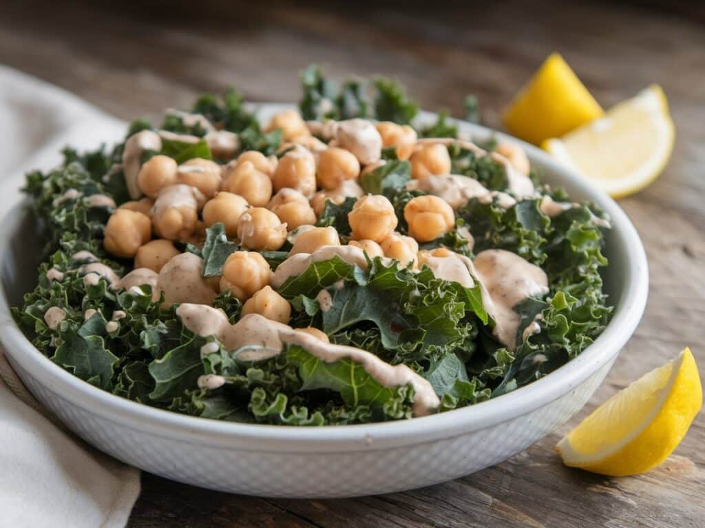 Detox Kale Salad with Lemon Tahini Dressing