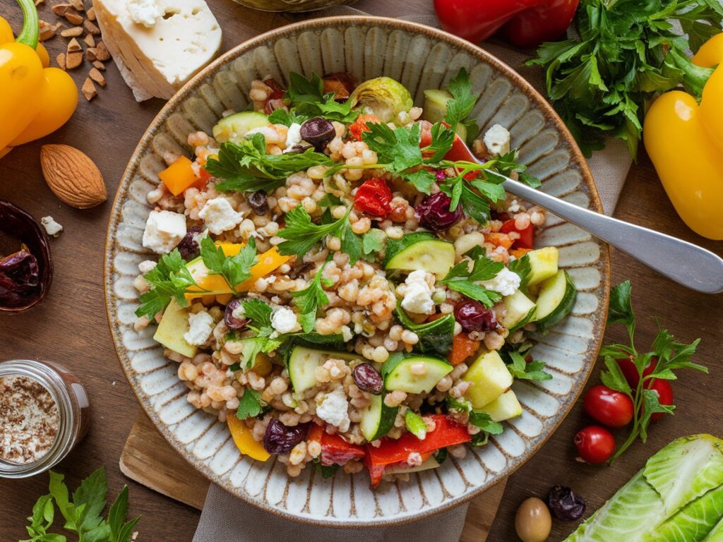 Barley Salad with Roasted Vegetables and Fresh Herbs