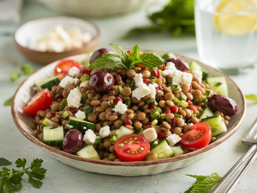 Mediterranean Lentil Salad with Olives and Feta