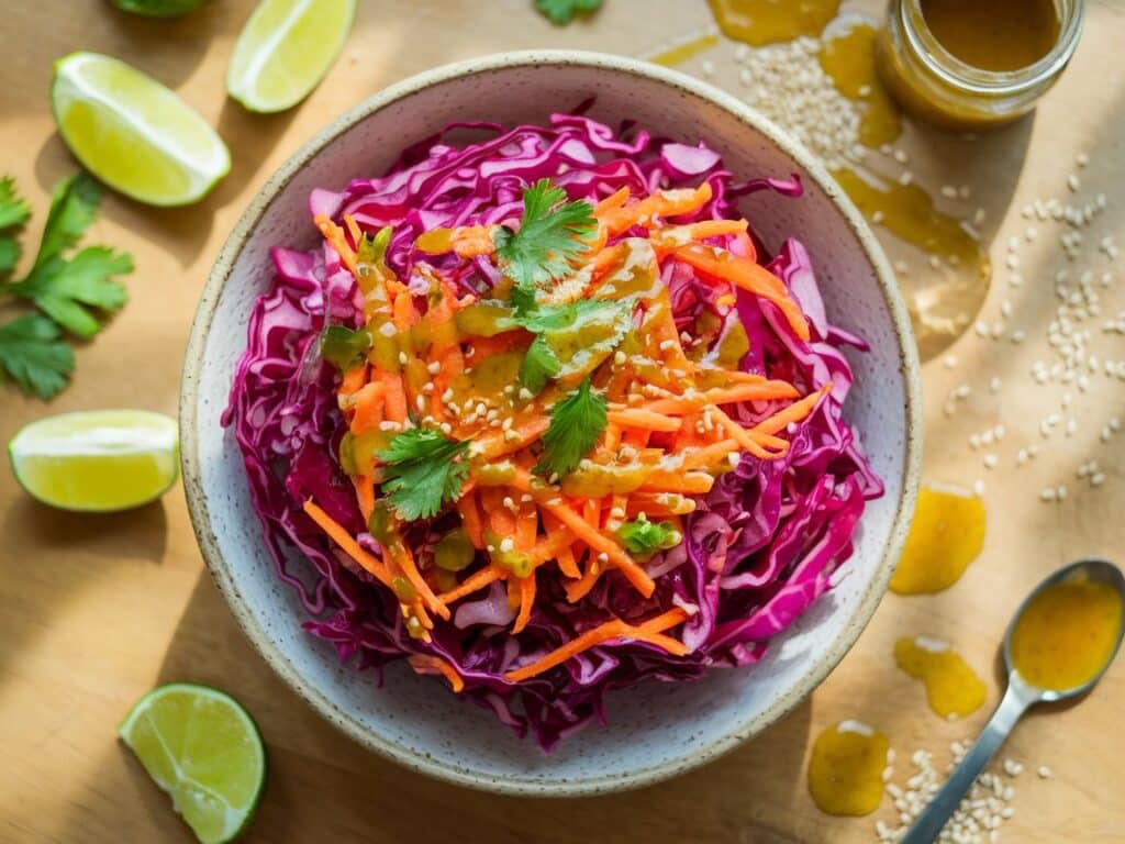 Red Cabbage Slaw with Carrots and Cilantro