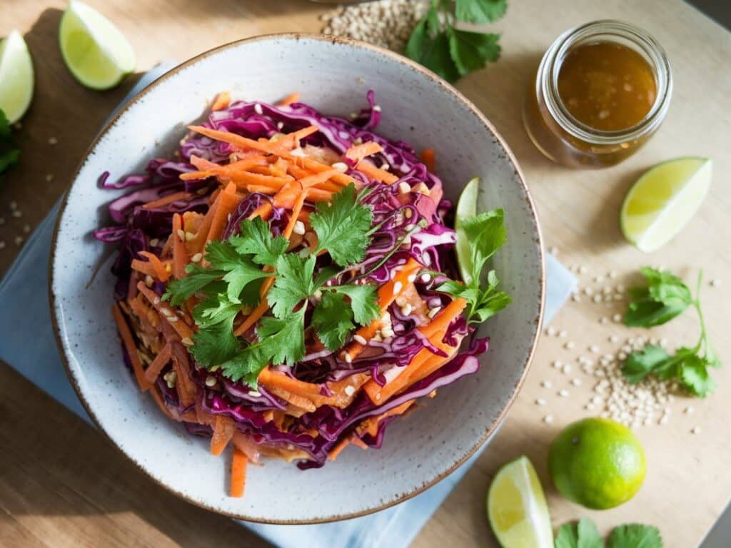 Red Cabbage Slaw with Carrots and Cilantro