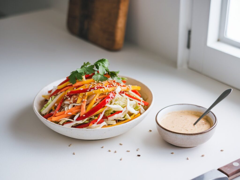 Asian Slaw with Ginger Peanut Dressing