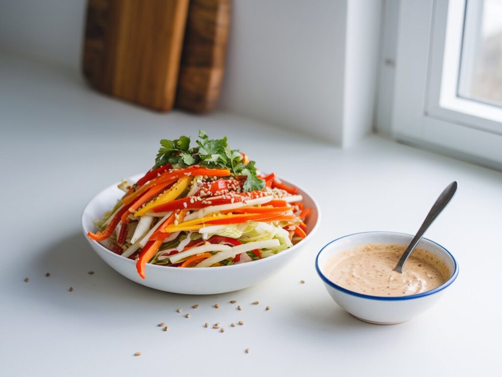 Asian Slaw with Ginger Peanut Dressing