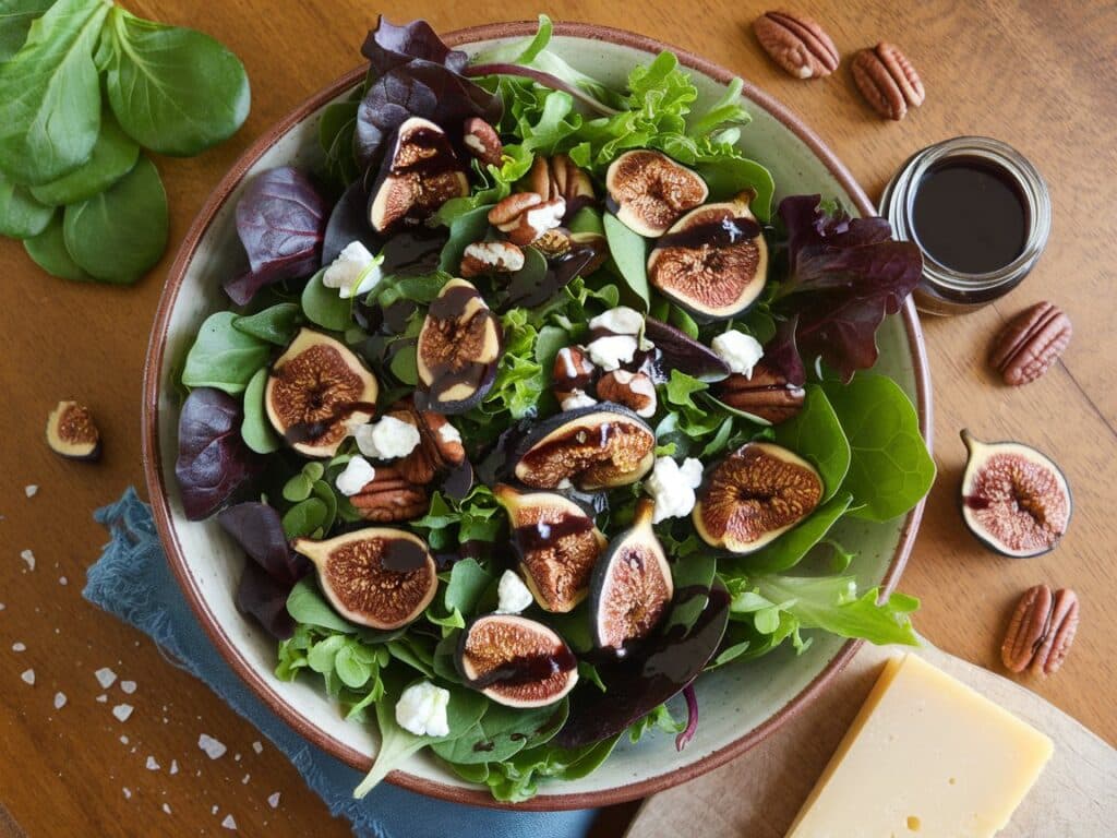 Mixed Greens Salad with Figs and Balsamic Dressing