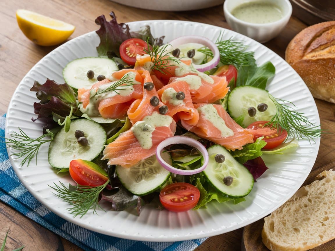 Smoked Salmon Salad with Creamy Dill Dressing