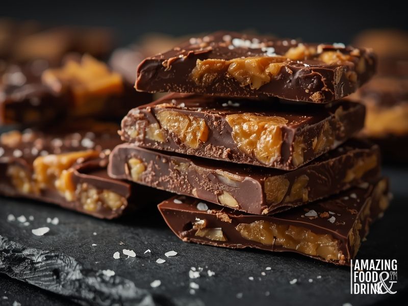Dairy-free chocolate bark with British honeycomb pieces and sea salt flakes